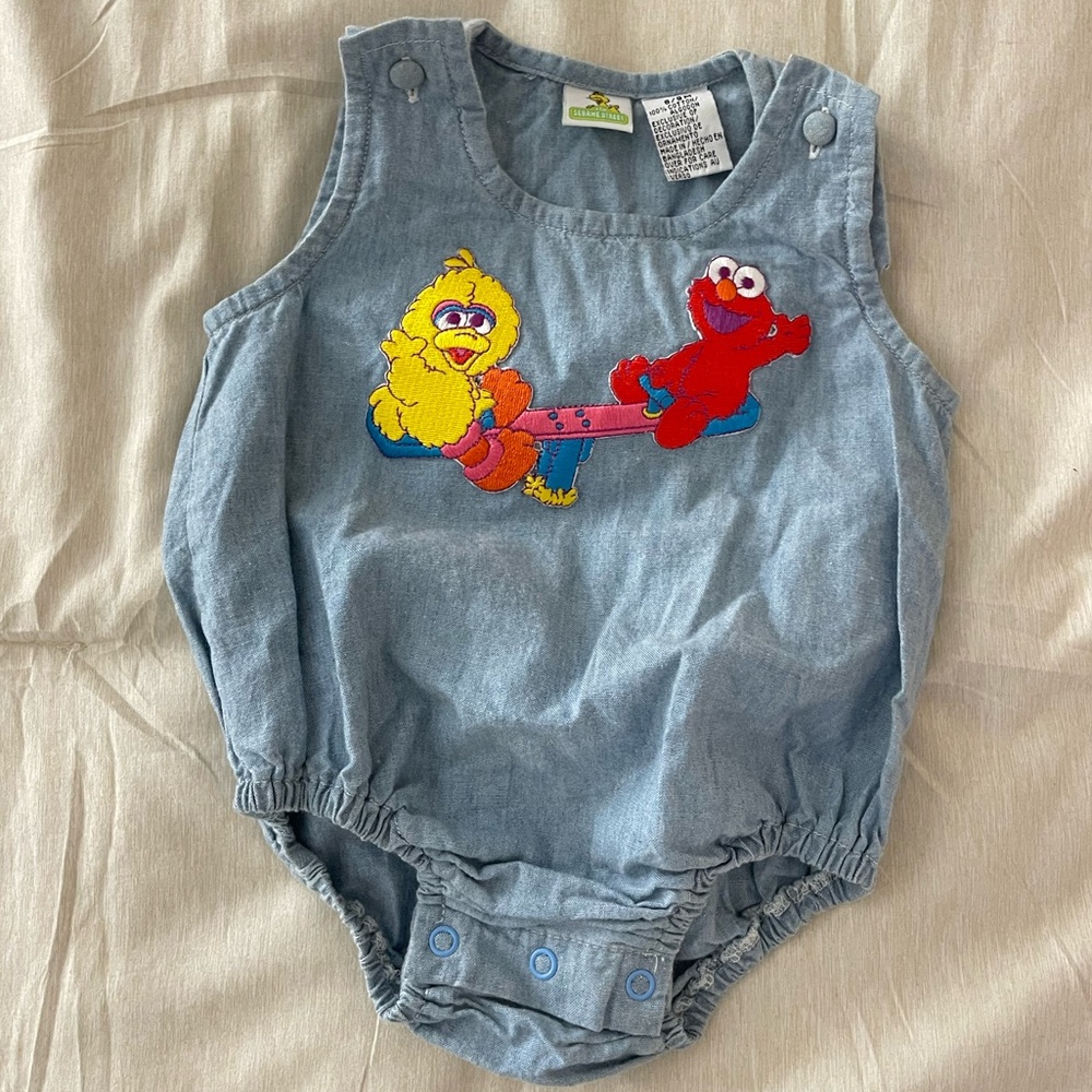 Vintage Sesame Street Denim Bubble Romper
